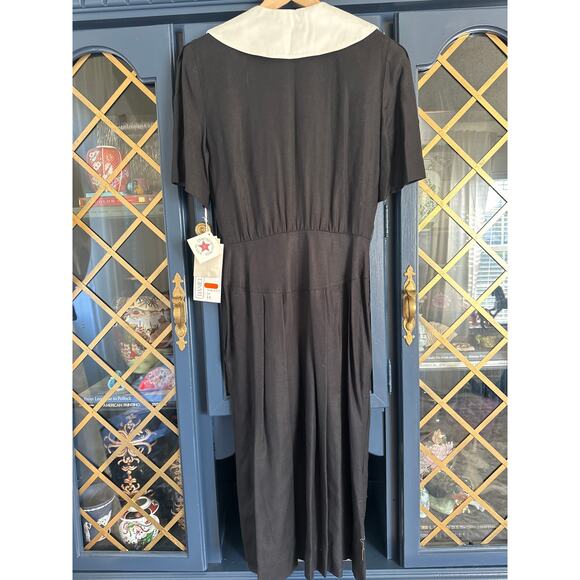 Vintage NWT Daniel Barrett for Neiman Marcus Black Peter Pan Collar Dress Sz 14 - Picture 3 of 12